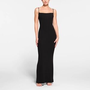 SKIMS Soft Lounge Long Slip Dress in Onyx